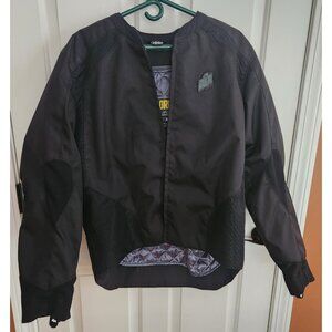 Icon Mens XL Overlord Stealth Black Motorcycle Riding Jacket D30 Impact w Liner